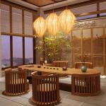 Pinecone Tassel Bamboo Chandelier Tea room Lounge natural rattan Hotel lamp(WH