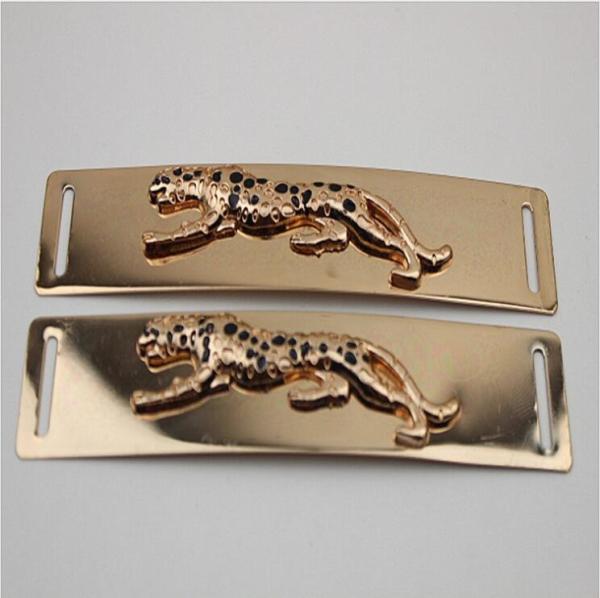 High Quality Light Gold Shoelaces Accessories Engraved Embossed Leopard Metal