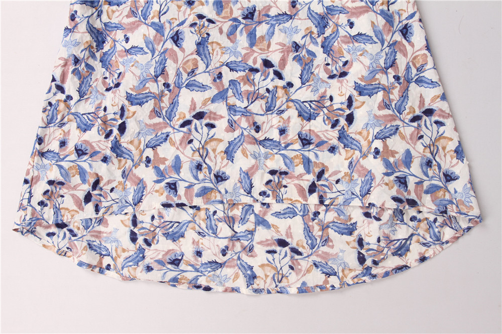 100% Cotton Ladies Print Blouses Breathable Floral Tops For Women