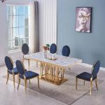 Modern Luxury Stainless Steel Marble Apartment Square Dining Table