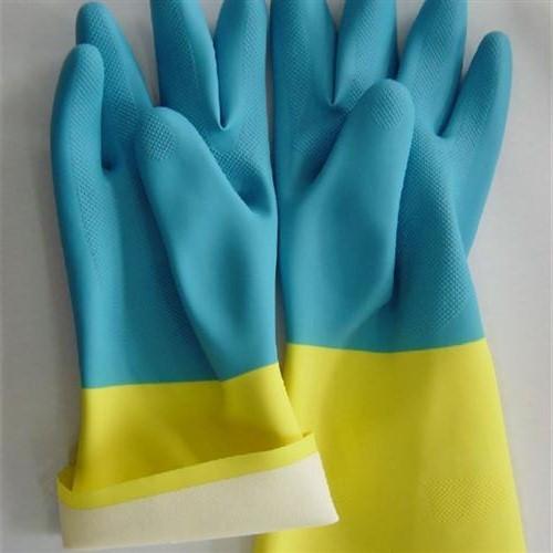 Kitchen Cleaning Neoprene Bicolor Industrial Glove 33Cm Length Chemical
