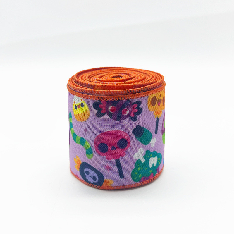 Cute Cartoon Halloween Wired Ribbon 63mm Festival Halloween Grosgrain Ribbon