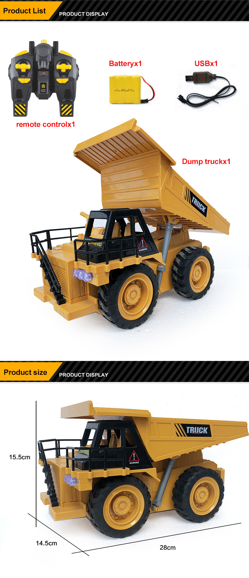 2.4G RC Tipping Bucket Dump Truck for Remote Control Engineering and Soil Transport