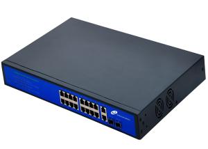 China 16 Ports Gigabit PoE Switch With 16 POE Ports And 2 Ethernet And 2 SFP Ports wholesale