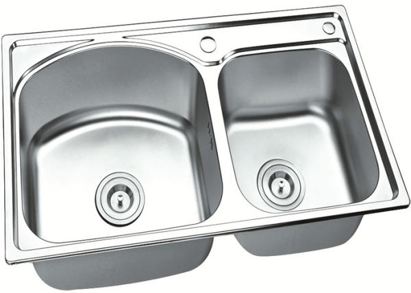 Brushed Stainless Steel Sink Bowl / Double Undermount Sink 750 X 400 MM X 150 MM