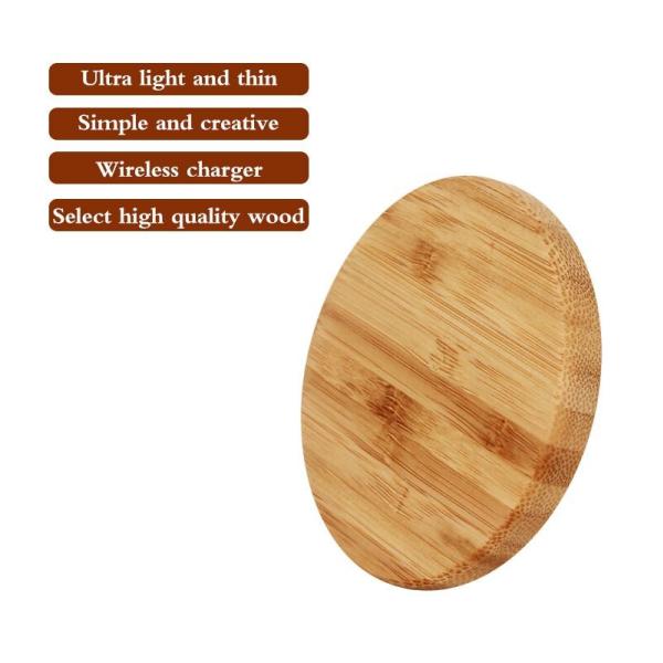 Eco-Friendly Bamboo Wireless Charger, Ultra Light and Thin Wooden Wireless Charger Pad