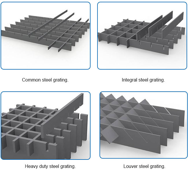 Press-Locked Steel Grating – Common, Integral, Louver, Heavy Duty for Building Facade, Platform, Stair or Shelf