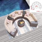 Round Swimming Pool Sofa Unfolded Rattan Sofa Outdoor Black