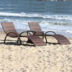 China Leisure pool PE rattan sunbed outdoor chaise lounge wicker rattan sun lounger beach chair wholesale