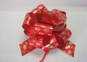China Christmas Gift Stripes , Swirls Pom Pom Bow , 5&quot; Wide wired ribbon bows 120U Thickness wholesale