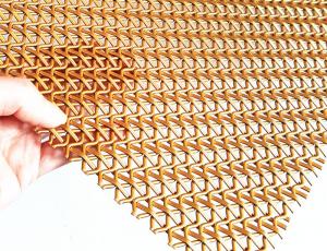 China Crimped Wire Decorative Stainless Steel Woven Mesh Gold Color 5mm Wrap Pitch on sale