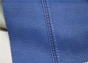 China Dark Blue PU Faux Leather Fabric , Polyurethane Synthetic Leather No Fading wholesale