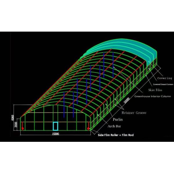 Hot-dip Galvanized Steel Frame Multi-span Hydroponic Greenhouse with Smart Irrigation System