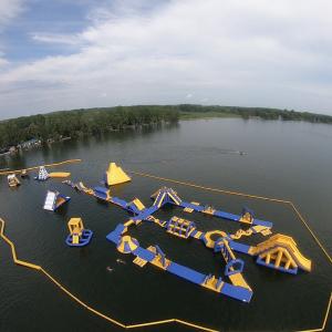 China Outdoor Inflatable Water Park 50m*34m Maximum 120 People Capacity wholesale