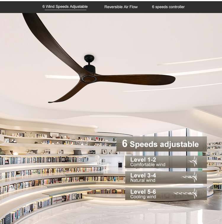 Meeting Room 100 Inches Ceiling Fan with Remote Control 35W Power and Wooden Blades
