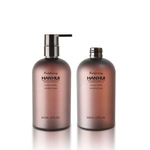 China 360ml Plastic Shampoo Bottle Containers For Hair Care Matte Finish Brown Color wholesale