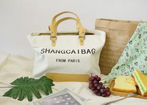 China Canvas Leather Splicing Eco Friendly Tote Bag Three Dimensional Feeling For Women wholesale