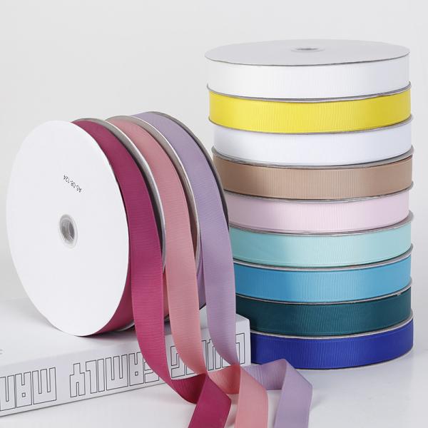 China Factory 196 Colors 3-100 MM Width Stocked Polyester Solid Color Grosgrain Ribbon 50mm