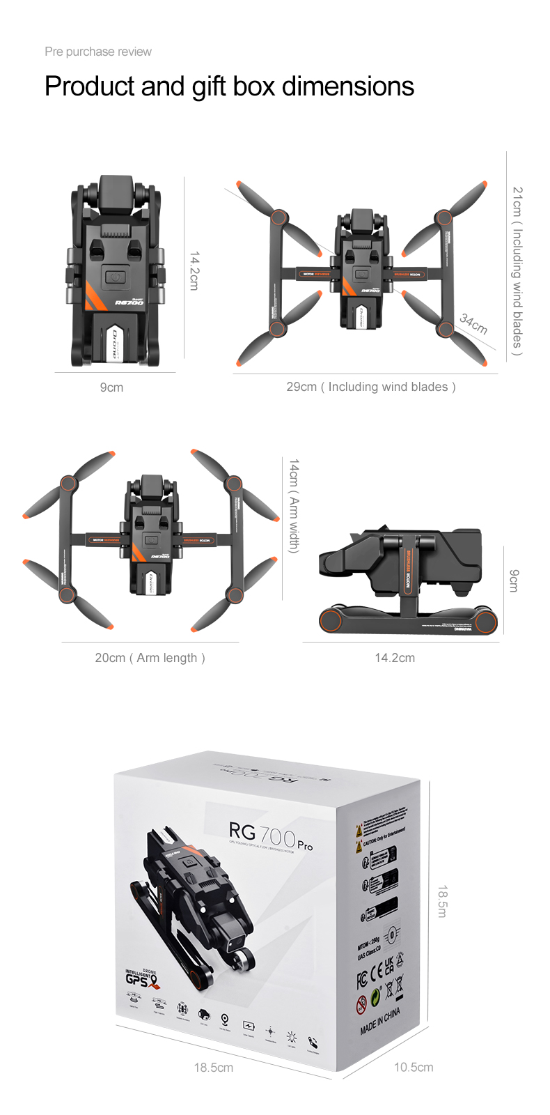 Rg700pro Drones with Camera Gimbal HD Dual Camera GPS GPS Positioning Brushless Motor Optical Flow and Obstacle Avoidance