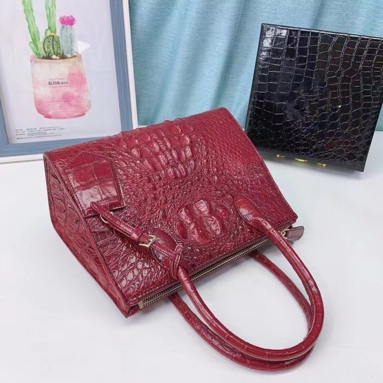 Genuine Alligator Skin Women Small Totes Tag Purse Shoulder Bag Authentic Real Crocodile Leather Lady Top-handle Handbag