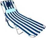 Folding Outdoor Chaise Lounge Chair, 5-Position Adjustable Beach, Sunbathing,