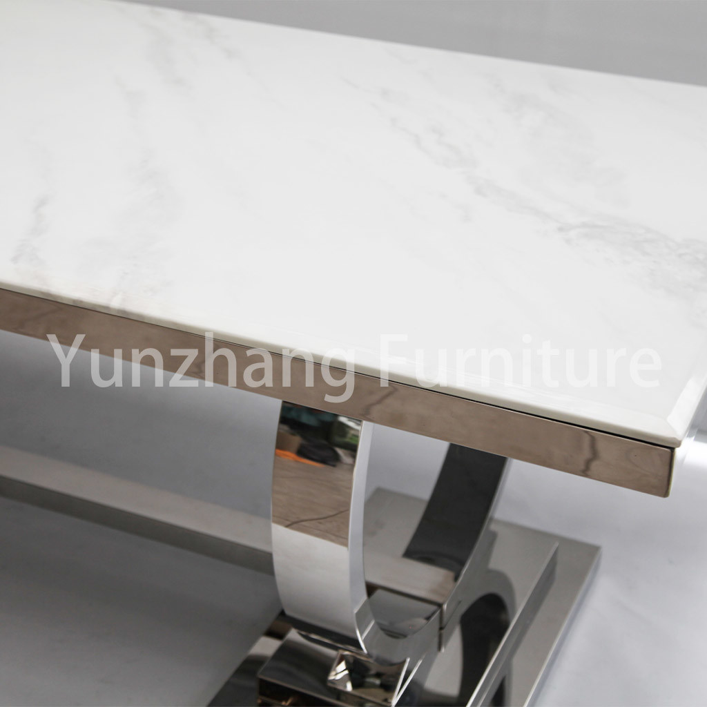 Two Circles Sleek Modern Dining Table Marble Top 201 Stainless Steel Family Use