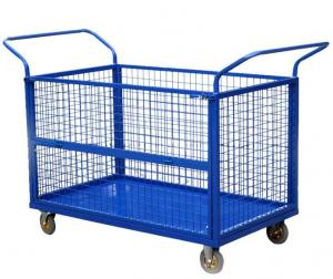 China CE Collapsible Wire Container , Capacity 300kg U - Type Handle Platform Truck With 4 Mesh Sides on sale