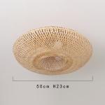Round Bamboo Wicker Rattan Semi Flush Mount Ceiling Light(WH-WA-36)
