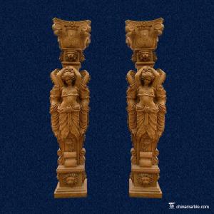 China Fully Hand Carved Marble Stone Column Statues With Lady Figures For Decorative wholesale