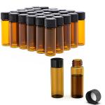 Pack of 100 Glass Vials with Black Phenolic Screw Caps (4ml, Clear) Dram Amber