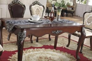 China luxury dark color French style wood dining table furniture wholesale