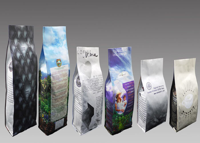 250G Black Creative Coffee Packaging Bags / Coffee Bean Pouches OPP + AL + PE