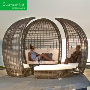 China Customized Color Outdoor Rattan Aluminium Frame Sunbed for Park and Garden Furniture Reclining Sofa Bed wholesale