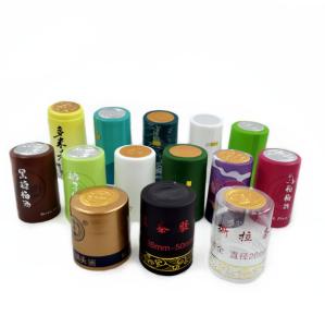 China Custom Logo Bottle Top Shrink Capsules 65mm PVC Heat Shrink Wrap For Wine Bottles wholesale