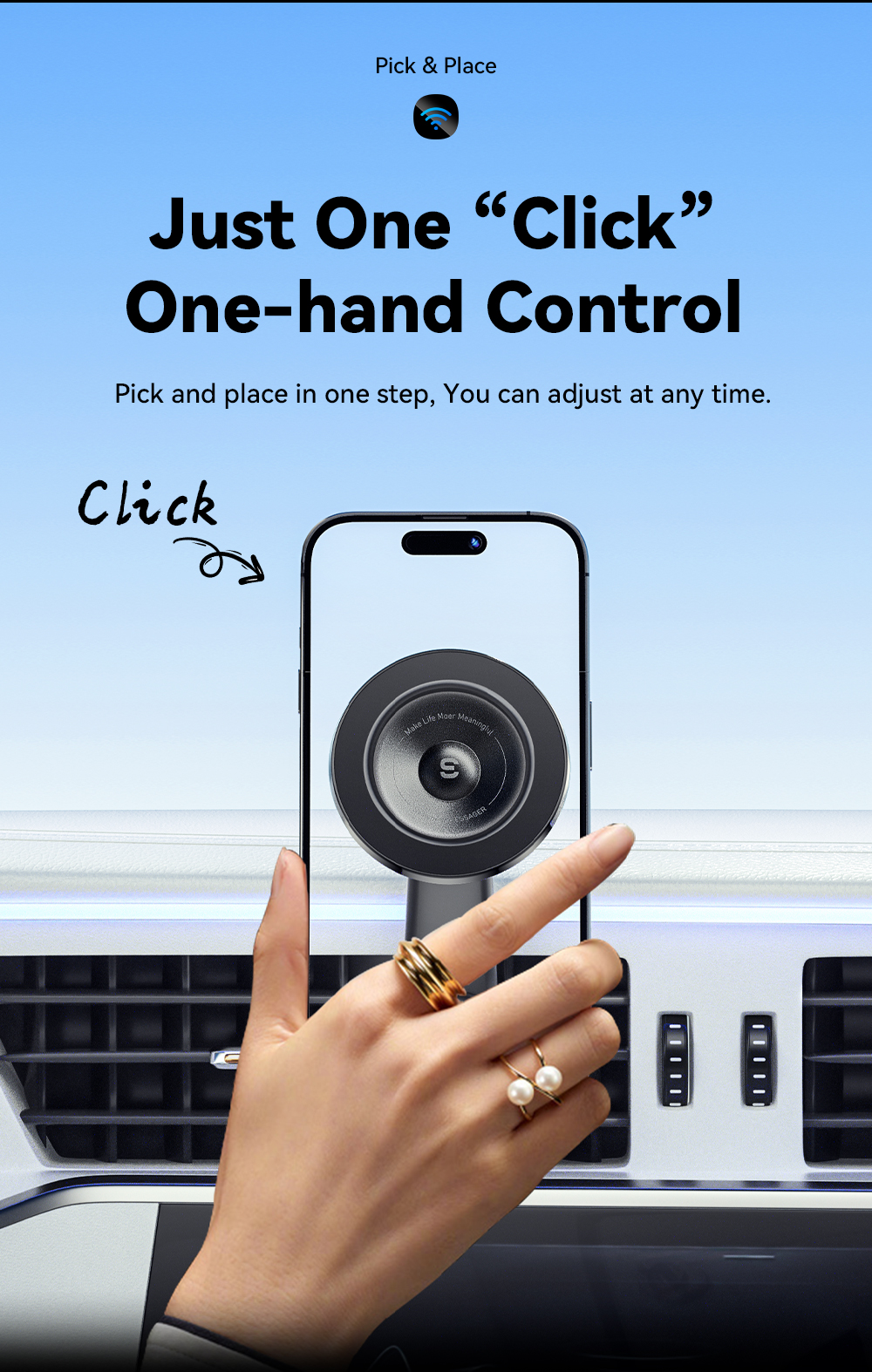 ESSAGER ES-ZJ27 Series Magnetic Safe Car Air Vent Phone Holder