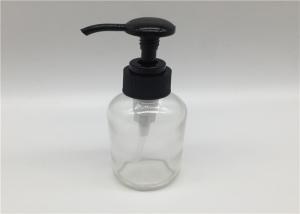 China 4oz Boston Round Glass Dispenser Bottle With Plastic Pump for disinfectant , hand wash disinfectant bottle wholesale