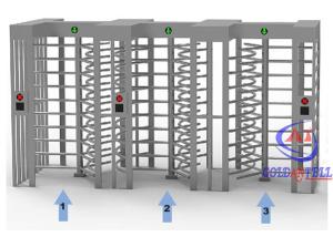 China Three Lanes 2250mm Full Height Turnstile Gate Biometric Face Scanner Led Counter wholesale