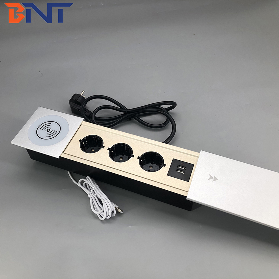 Intelligent built in table mounted wireless charger socket with EU power and usb