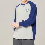 100% Cotton Oversized Loose Long Sleeve Embroidery Letter Contrast Trim Raglan
