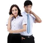Summer Blue Striped Custom Business Shirts Short Sleeved Shirt For Male / Female
