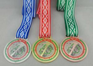 China Egg Hunt Triathlon Ribbon Medals Copper Plating , Full Color Printing wholesale