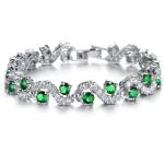 Platinum Plated Green Cubic Zirconia Tennis Bracelet for Women Jewelry