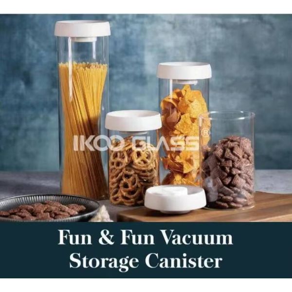 High Borosilicate Glass Vacuum Jar with Leak-proof Seal and Stackable Design for Food Storage