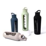 Outdoor Sport Glass Water Bottles With Silicone Cover And Straw