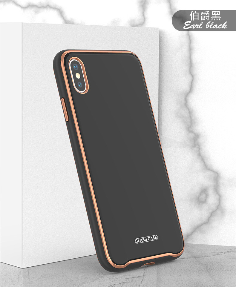 Hybrid Marble Glass Phone Case Anti Scratch Metal Buttons For Iphone 11