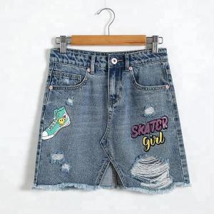 China Casual Mini A Line Teen Girls Denim Skirts / Children's Jean Skirts Customized on sale