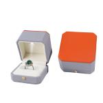 Luxurious Jewelry Package Hanhong Custom Gray Leather Box for Rings and Pendants