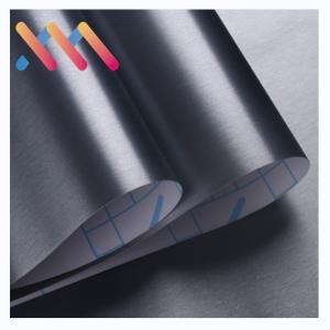 China 0.15mm Waterproof Black Metallic Wallpaper Oil Resistant Stainless Contact Paper wholesale