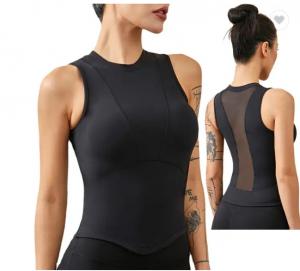 China Athletic Fitness Sportswear Womens Yoga Tank Tops Crop Hollow Out Mesh Shirts Vest Summer on sale
