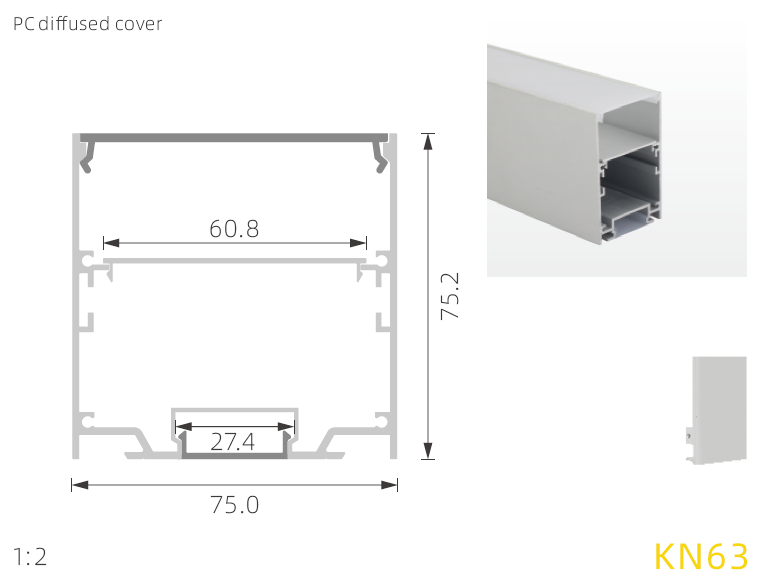 Led Aluminum Profile 102*50mm Up And Down Lighting LED Profile